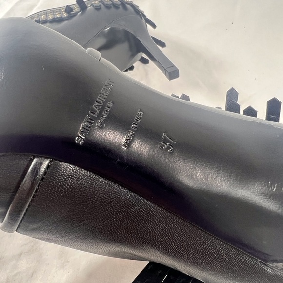 $1295 SAINT LAURENT Paris Studded Fringe Black Bootie 37 7US Made in Italy - Picture 11 of 12